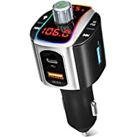 SONRU Transmisor FM Bluetooth 5.0 Coche Mechero- Manos Libres para Coche- Reproductor MP3 Adaptador con USB PD3.0 y QC3…